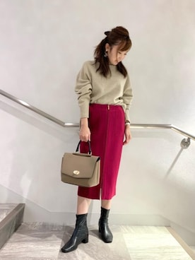 「Perle Peche（ペルルペッシュ）のアイテム」を使った、ルクールブラン横浜ジョイナス店スタッフさん（レディース・157cm）の秋コーディネート