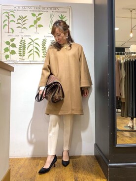 「お呼ばれ」｜「アイテム（トートバッグ）」を使った、ルクールブラン横浜ジョイナス店スタッフさん（レディース・157cm）の秋コーディネート