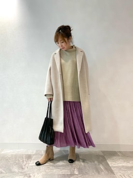 「Perle Peche（ペルルペッシュ）のアイテム」を使った、ルクールブラン横浜ジョイナス店スタッフさん（レディース・157cm）の秋コーディネート