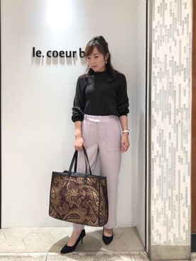 「お呼ばれ」｜「アイテム（トートバッグ）」を使った、ルクールブラン横浜ジョイナス店スタッフさん（レディース・157cm）の秋コーディネート