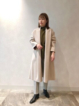 「ショールカラー」｜「アイテム（その他アウター）」を使った、ルクールブラン横浜ジョイナス店スタッフさん（レディース・153cm）の冬コーディネート