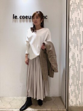 「Perle Peche（ペルルペッシュ）のアイテム」を使った、ルクールブラン横浜ジョイナス店スタッフさん（レディース・157cm）の冬コーディネート