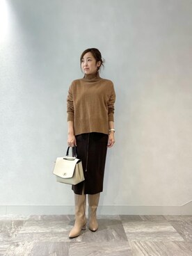 ルクールブラン横浜ジョイナス店スタッフさん（レディース・157cm）の冬コーディネート