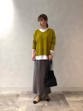 「お呼ばれ」｜「アイテム（ブーツ）」を使った、ルクールブラン横浜ジョイナス店スタッフさん（レディース・160cm）の冬コーディネート