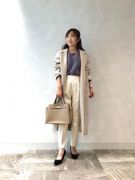 「お呼ばれ」｜「アイテム（チェスターコート）」を使った、ルクールブラン横浜ジョイナス店スタッフさん（レディース・157cm）の冬コーディネート