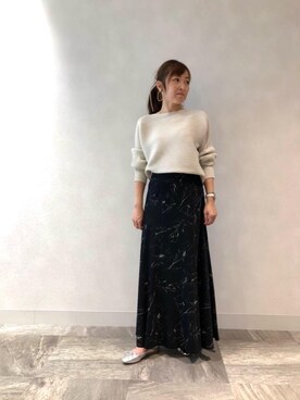 「お呼ばれ」｜「アイテム（バレエシューズ）」を使った、ルクールブラン横浜ジョイナス店スタッフさん（レディース・157cm）の冬コーディネート