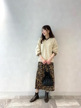 ルクールブラン横浜ジョイナス店スタッフさん（レディース・161cm）の冬コーディネート