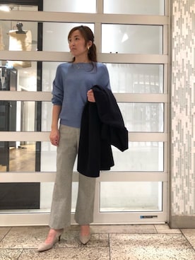 「お呼ばれ」｜「アイテム（その他アウター）」を使った、ルクールブラン横浜ジョイナス店スタッフさん（レディース・157cm）の冬コーディネート