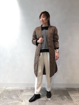 「お仕事スタイル」｜「アイテム（その他アウター）」を使った、ルクールブラン横浜ジョイナス店スタッフさん（レディース・157cm）の冬コーディネート