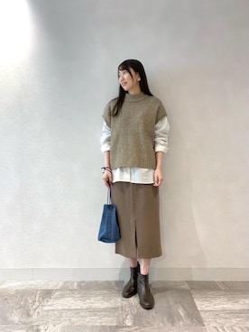 ルクールブラン横浜ジョイナス店スタッフさん（レディース・161cm）の冬コーディネート