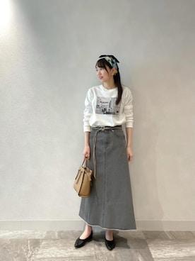 「ヘアアレンジ」｜「アイテム（財布/小物）」を使った、ルクールブラン横浜ジョイナス店スタッフさん（レディース・161cm）の冬コーディネート