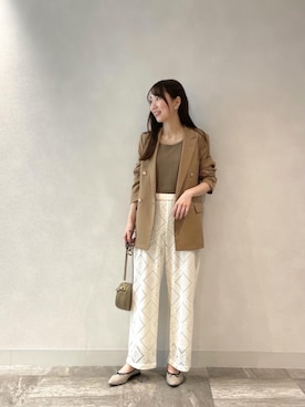 「レースパンツ」｜「アイテム（その他アウター）」を使った、ルクールブラン横浜ジョイナス店スタッフさん（レディース・161cm）の冬コーディネート