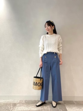 「ケーブルニット」｜「アイテム（財布/小物）」を使った、ルクールブラン横浜ジョイナス店スタッフさん（レディース・161cm）の冬コーディネート