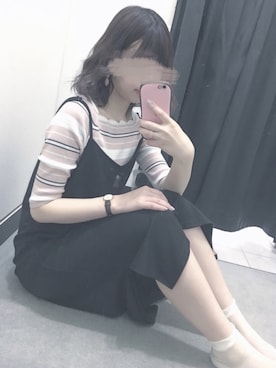 「スカラップ」｜「アイテム（アナログ腕時計）」を使った、minさん（レディース・161cm）の春コーディネート