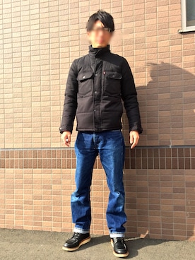 「リーバイス501」｜「アイテム（ダウンジャケット/コート）」を使った、テテさん（メンズ・180cm）の冬コーディネート