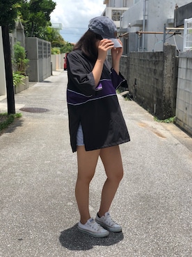 「MONKEY TIME（モンキータイム）のアイテム（ナイロンジャケット）」を使った、ひまわりさん（レディース・158cm）の夏コーディネート
