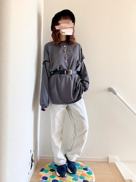 「PAGEBOY（ページボーイ）のWEB限定アイテム / 2WAYレイヤードロンT（Tシャツ/カットソー）」を使った、hiromi☺︎さん（レディース・158cm）の春コーディネート