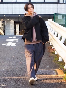 「OAMC（オーエーエムシー）のアイテム（ジャケット/アウター）」を使った、Yu-maさん（メンズ・173cm）の秋コーディネート