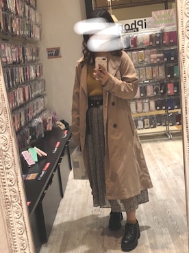 「SpRay（スプレイ）のアイテム（トレンチコート）」を使った、華月さん（レディース・149cm）の冬コーディネート
