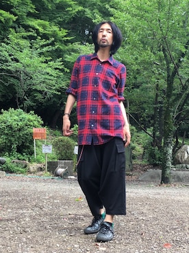 「NO ID.（ノーアイディ）のアイテム（スラックス）」を使った、あぁちゃん8281さん（メンズ・178cm）の夏コーディネート