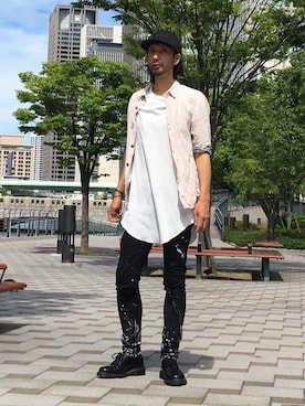 「NO ID.（ノーアイディ）のアイテム（帽子）」を使った、あぁちゃん8281さん（メンズ・178cm）の夏コーディネート