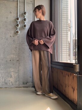 「frames RAY CASSIN（フレームスレイカズン）のアイテム（スウェット）」を使った、epooooさん（レディース・162cm）の春コーディネート