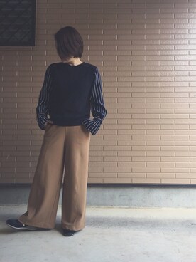「フレアスリーブ」｜「アイテム（ダッフルコート）」を使った、misaさん（レディース・155cm）の春コーディネート