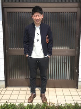 「EDIFICE（エディフィス）のアイテム（ブルゾン）」を使った、ikmさん（メンズ・175cm）の春コーディネート