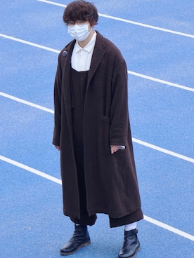 「コート」｜「アイテム（オールインワン・サロペット）」を使った、ｈｏｋｏｒｉさん（メンズ・172cm）の冬コーディネート