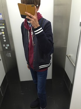 「Right-on（ライトオン）のアイテム（スタジャン）」を使った、kenさん（メンズ・179cm）の冬コーディネート
