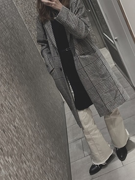 「AZUL by moussy（アズールバイマウジー）のアイテム（ジャケット/アウター、ブラック系）」を使った、naimoi.sさん（レディース・161cm）の冬コーディネート