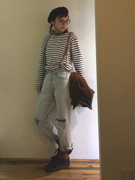 「BASQUEのアイテム」を使った、gaspar8さん（レディース・158cm）の冬コーディネート