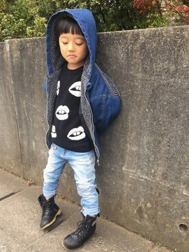 「WAMWAM（ワムワム）のアイテム」を使った、gaspar8さん（キッズ・120cm）の秋コーディネート