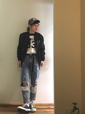 「H&M（エイチ・アンド・エム）のアイテム（ブルゾン）」を使った、gaspar8さん（レディース・158cm）の秋コーディネート