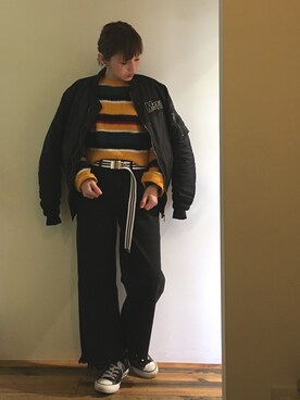「H&M（エイチ・アンド・エム）のアイテム（ブルゾン）」を使った、gaspar8さん（レディース・158cm）の冬コーディネート