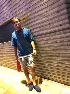 「ヒゲメガネ」｜「アイテム（スリッポン）」を使った、ワッチャオ＝パッタイさん（メンズ・167cm）の夏コーディネート