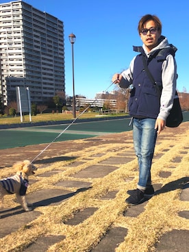 「ヒゲメガネ」｜「アイテム（ジャケット/アウター）」を使った、ワッチャオ＝パッタイさん（メンズ・167cm）の冬コーディネート