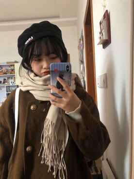 「UNIF（ユニフ）のアイテム（ハンチング/ベレー帽）」を使った、echo23さん（レディース・155cm）の冬コーディネート