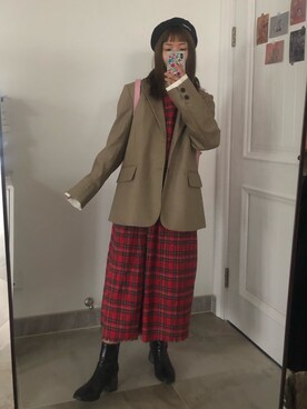 「UNIF（ユニフ）のアイテム（ハンチング/ベレー帽）」を使った、echo23さん（レディース・155cm）の秋コーディネート
