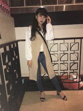 「L'espoirのアイテム（トレンチコート、ベージュ系）」を使った、髙村梨々花さん（レディース・158cm）の春コーディネート