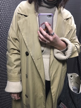 「BEAMS LIGHTS（ビームスライツ）のアイテム（トレンチコート、ベージュ系）」を使った、つぴさん（レディース・161cm）の春コーディネート