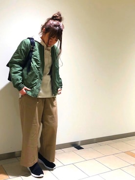 「studio CLIP（スタディオクリップ）のアイテム（MA-1）」を使った、studio CLIP イオン千歳店さん（レディース・161cm）の春コーディネート
