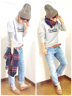 「reca（レカ）のアイテム（ニットキャップ/ビーニー）」を使った、あゆさん（レディース・157cm）の冬コーディネート