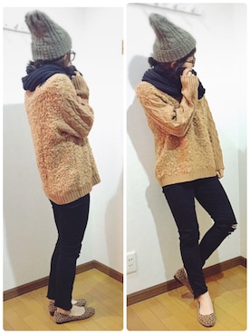 「reca（レカ）のアイテム（ニットキャップ/ビーニー）」を使った、あゆさん（レディース・157cm）の冬コーディネート