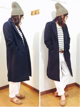 「reca（レカ）のアイテム（ニットキャップ/ビーニー）」を使った、あゆさん（レディース・157cm）の冬コーディネート