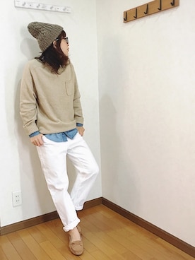 「reca（レカ）のアイテム（ニットキャップ/ビーニー）」を使った、あゆさん（レディース・157cm）の冬コーディネート