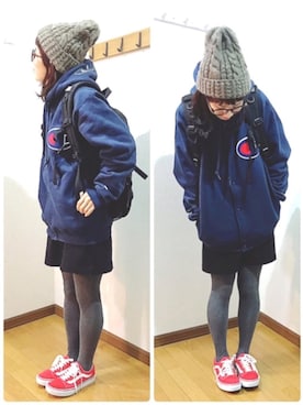「reca（レカ）のアイテム（ニットキャップ/ビーニー）」を使った、あゆさん（レディース・157cm）の冬コーディネート