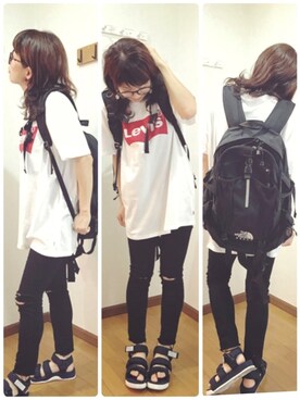 「Levi's（リーバイス）のLevi's/リーバイス バットウィングＴシャツ（Tシャツ/カットソー）」を使った、あゆさん（レディース・157cm）の夏コーディネート