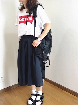「Levi's（リーバイス）のLevi's/リーバイス バットウィングＴシャツ（Tシャツ/カットソー）」を使った、あゆさん（レディース・157cm）の夏コーディネート