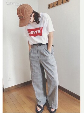 「グレンチェック」｜「アイテム（ラッピングキット）」を使った、あゆさん（レディース・157cm）の夏コーディネート